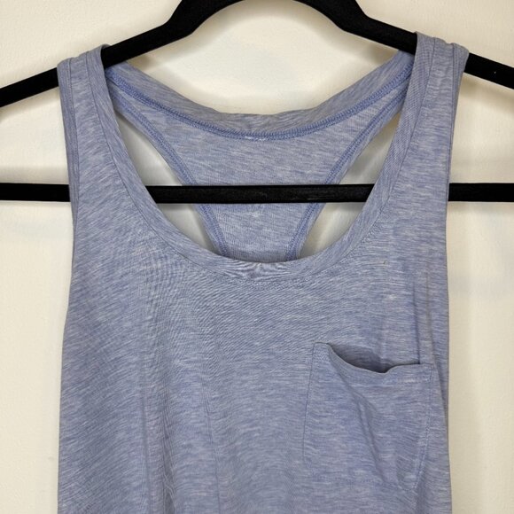 Lululemon Yogi Racerback III Tank Front Pocket Heather Blue Size 8 - Picture 4 of 14